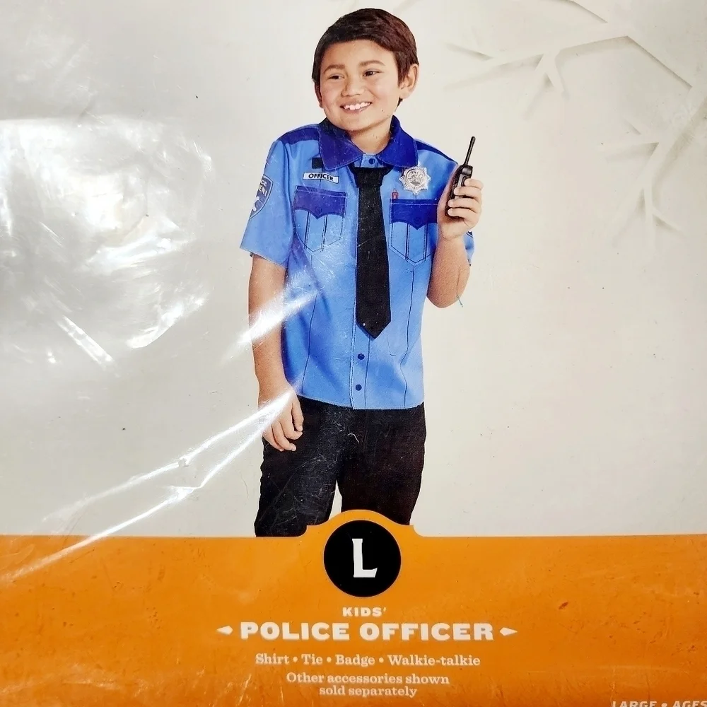 NWT Hyde & Eek! Kids Police Officer Halloween Costume Top with Accessories New L